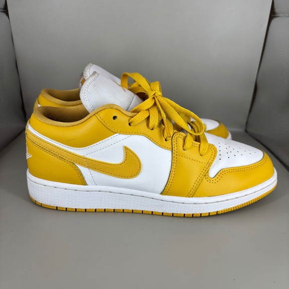 Jordan Other - Nike Air Jordan 1 Low Pollen Yellow White GS 553560-171 Kids 6.5Y Womens 8